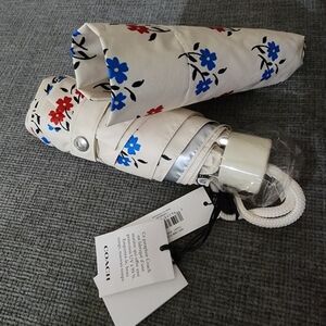 Mini Coach Umbrella Cream with Red and Blue Floral Print